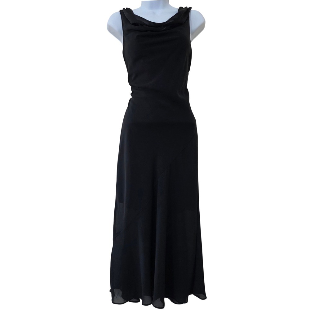 Black Witchy Sheer Overlay Slip Dress Sz S Goth Cowl Sleeveless Whimsigoth Fairy